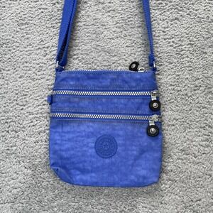 Kipling Bag Womens Blue Small Crossbody Purse Adjustable Strap Two Zip Pockets